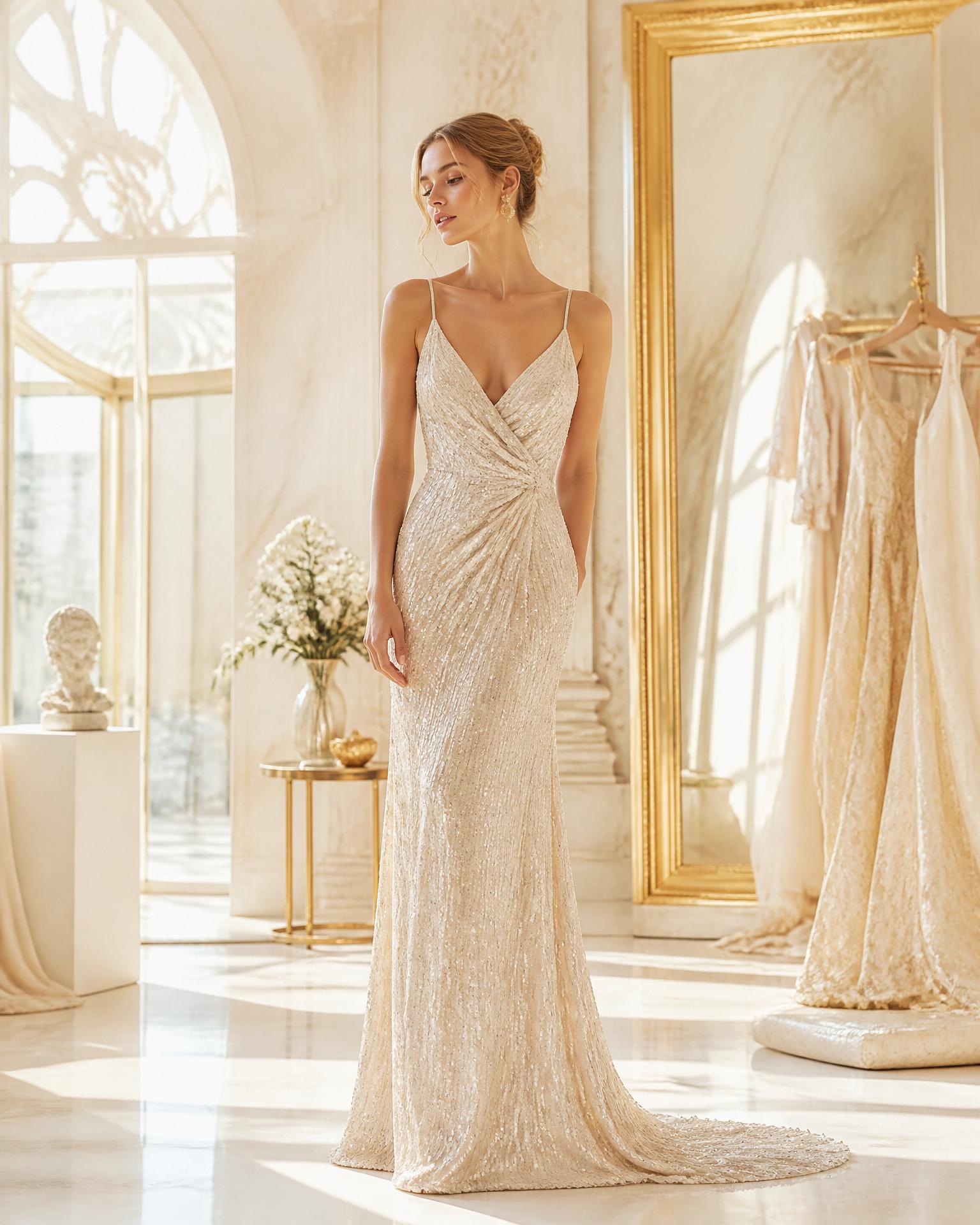 Sequin Style luxury sequin evening gown editorial
